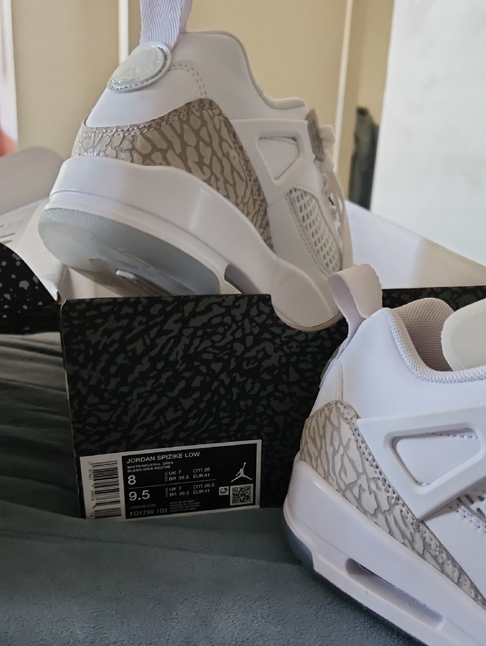 Jordan White & Cement Grey Spizike Low Sneakers